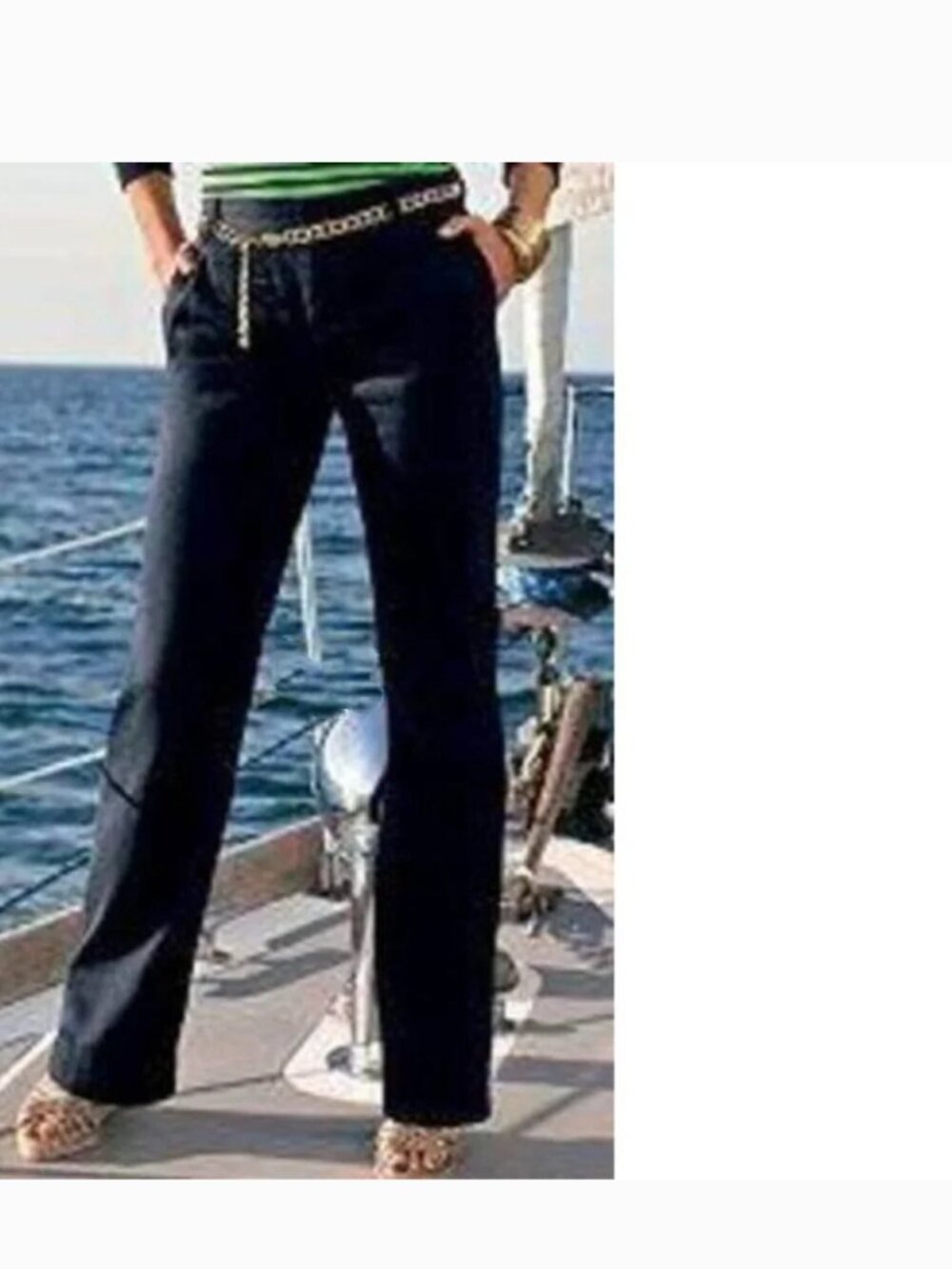 Chaps Trousers Jeans Womens 4 Black Rinse Stretch Denim Stretch Flat Front